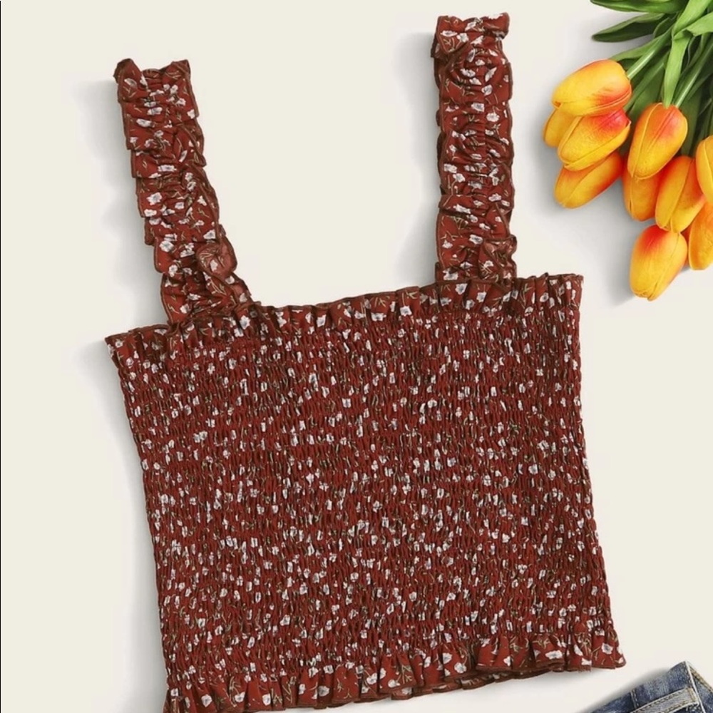 Ditsy Floral Smocked Lettuce-Edge Top [3 for$18]
